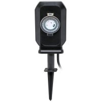 Ecolite Zahradn� sloupek 2x z�suvka, hodiny XHWS-F06