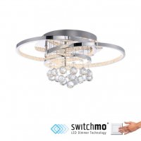 PAUL NEUHAUS LED stropn� sv�tidlo chrom s k�i��alov�mi p��v�sky krokov� stm�vateln� 3000K PN 6267-17