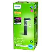 Philips Tyla IR sol�rn� venkovn� sloupkov� LED sv�tidlo se senzorem 1,2W 255lm 3000K IP44 40cm, antracit