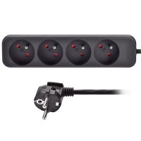 Solight prodlužovací přívod, 4 zásuvky, černý, 3m PP28 Solight prodlužovací přívod, 4 zásuvky, černý, 3m PP28