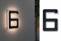 PAULMANN Venkovn� sol�rn� domovn� ��slo 6 IP44 3.000K 0,2W nab�jec� baterie v�m�nn� 798.47