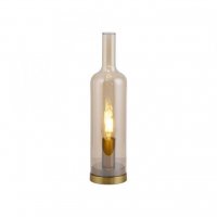 JUST LIGHT Stoln� lampa BOTTLE, jantarov� sklo, ���rov� vyp�na�, vym�niteln� ��rovka