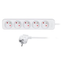 Solight prodlužovací přívod, 5 zásuvek, bílý, 5m PP43 Solight prodlužovací přívod, 5 zásuvek, bílý, 5m PP43