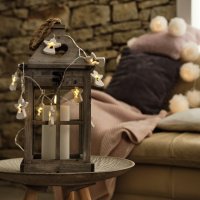 LED sv�teln� �et�z na baterie, 10 teple b�l�ch diod, 2 m, d�ev�n� and�lci