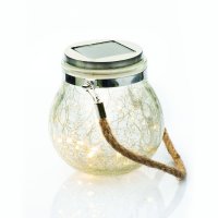 ACA Lighting 30 WW sol�rn� LED, sklen�n� lucerna, �et�z, na baterie, st��brn� m��en� kabel, IP44, D12.5xH14.5cm X04301424