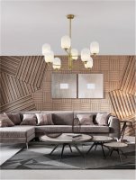 NOVA LUCE z�v�sn� sv�tidlo BALOR op�lov� sklo a mosazn� kov 8xG9 9009245