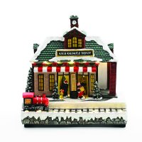 ACA Lighting V�no�n� dekorace LED vlakov� stanice s hudbou 230V i na baterie 3xAA 25x13,5x24,5cm X0347