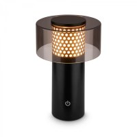 BRILONER Gila stoln� lampa - 2,6W, 200lm, bezdr�tov�, LED, IP44, dotykov� vyp�na�, stm�vateln�, �ern�/zlat� 7669015