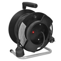 Solight prodlu�ovac� p��vod na bubnu, 1 z�suvka, 25m, �ern� kabel, 3x 1,5mm2 PB11