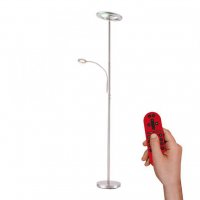 LEUCHTEN DIREKT is JUST LIGHT LED stojac� sv�tidlo, barva ocel, s aplikac�, d�lkov� ovlada�, stm�vateln� MEDION RGB+2700-5000K