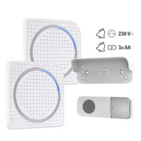 Solight 2x bezdr�tov� zvonek, do z�suvky + bateriov�, 200m, b�l�, learning code 1L67AD