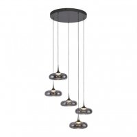 JUST LIGHT Kolekce Schöner Wohnen LED závěsné svítidlo POSH, šedé, 5-ramenné, stmívatelné, SimplyDim 3000K JUST LIGHT Kolekce Schöner Wohnen LED závěsné svítidlo POSH, šedé, 5-ramenné, stmívatelné, SimplyDim 3000K