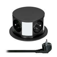 Solight prodlu�ovac� p��vod, 4 z�suvky, �ern�, 2m, v�suvn� blok z�suvek, kruhov� tvar PP100-B