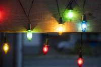 Venkovní souprava LED Filament Šiška barevná, možnost prodloužení, černá kabeláž + napájecí trasformátor Venkovní souprava LED Filament Šiška barevná, možnost prodloužení, černá kabeláž + napájecí trasformátor