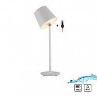 JUST LIGHT LED sv�tidlo na l�hev b�l� na baterie dotykov� stm�va� USB IP54 stoln� lampa 3000K LD 19251-16
