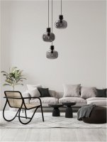 NOVA LUCE z�v�sn� sv�tidlo CINZIA kou�ov� sklo �ern� kabel �ern� kovov� z�kladna E27 3x12W 230V IP20 bez ��rovky 9236530