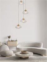 NOVA LUCE z�v�sn� sv�tidlo KING mosazn� zlat� kov foukan� �ir� sklo G9 3x5W 230V IP20 bez ��rovky 9006049