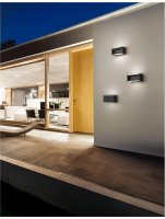 NOVA LUCE venkovn� n�st�nn� sv�tidlo TWIN tmav� �ed� hlin�k akrylov� difuzor LED 2x5W 3000K 220-240V rota�n� 0-90st. IP54 713122