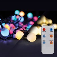 Solight LED 2v1 venkovní vánoční řetěz, koule, dálkový ovladač, 100LED, RGB+bílá, 10m+5m, 8 funkcí, IP44 1V08-RGB Solight LED 2v1 venkovní vánoční řetěz, koule, dálkový ovladač, 100LED, RGB+bílá, 10m+5m, 8 funkcí, IP44 1V08-RGB