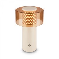 BRILONER Gila stoln� lampa - 2,6W, 200lm, bezdr�tov�, LED, IP44, dotykov� vyp�na�, stm�vateln�, k�vov�/sv�tle�ed� 7669014