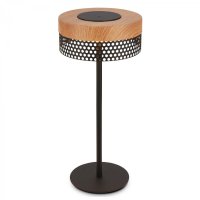 BRILONER Booha stoln� lampa - 2,5W, 300lm, bezdr�tov�, IP44, LED, stm�vateln�, tepl� b�l�, �ern�/d�evo 7576014