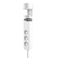 Solight 3z + USB A+C p�enosn� stoln� z�suvky, 2m, b�l�, USB rychlonab�je�ka 20W PD PP105C-PD20