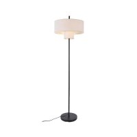 ACA Lighting stojac� lampa ANAFI �ern� kov b�ov� textiln� st�n�tko 2xE27 MF240323