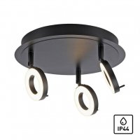 PAUL NEUHAUS LED stropn� bodov� sv�tidlo antracit, kruhov�, 3 ramenn�, oto�n�, ochrana proti vod� 3000K