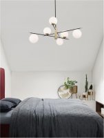 NOVA LUCE z�v�sn� sv�tidlo GITCHI matn� �ern� a zlat� kov op�lov� sklo G9 6x5W 230V IP20 bez ��rovky 9009296