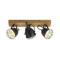 LEUCHTEN DIREKT is JUST LIGHT n�st�nn� sv�tidlo vintage retrolook d�evo / kov, 3-ramenn�, �ern� LD 15173-18
