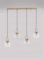 NOVA LUCE závěsné svítidlo IRVINE čiré sklo černý kabel mosazný zlatý kov E27 4x12W 230V IP20 bez žárovky 9241180 NOVA LUCE závěsné svítidlo IRVINE čiré sklo černý kabel mosazný zlatý kov E27 4x12W 230V IP20 bez žárovky 9241180