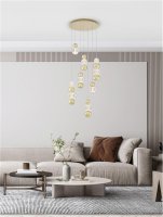 NOVA LUCE z�v�sn� sv�tidlo BRILLE zlat� hlin�k a sklo LED 42W 230V 3200K IP20 stm�vateln� 9511060