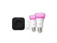 Philips Hue WCA 2 x smart ��rovka A60 E27, 8,1W, 1100lm, 1000-20000K RGB, vyp�na� se stm�va�em, bridge