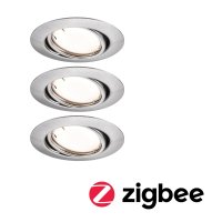 PAULMANN LED vestavn� sv�tidlo Smart Home Zigbee Base Coin z�kladn� sada v�klopn� kruhov� 90mm 20� 3x4,9W 230V stm�vateln� 3000K kov kart��ovan� 924.64