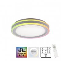 LEUCHTEN DIREKT is JUST LIGHT LED stropn� sv�tidlo 40x40cm, kruhov�, b�l�, stm�vateln�, hra sv�tla, CCT LED panel RGB+2700-6500