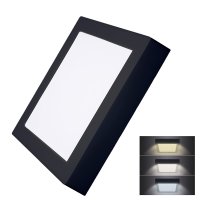 Solight LED mini panel CCT, p�isazen�, 18W, 1530lm, 3000K, 4000K, 6000K, �tvercov�, �ern� barva WD173-B