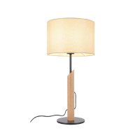 ACA Lighting stoln� lampa CLIFF �ern� kov, d�evo a b�ov� textiln� st�n�tko 1xE27 MT21585