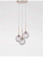 NOVA LUCE z�v�sn� sv�tidlo MIRANO �ir� strukturovan� sklo a brou�en� zlat� ocel G9 3x5W 230V IP20 bez ��rovky 9160212