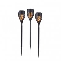 JUST LIGHT Sol�rn� pochode�, sv�tidlo se z�pichem, �ern�, 3ks sada s efektem plamene 2700K