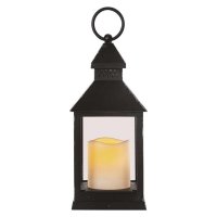 EMOS LED dekorace - lucerna antik �ern� blikaj�c�, 3x AAA, vnit�n�, vintage, �asova� DCLV02