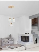 NOVA LUCE závěsné svítidlo MOND saténový zlatý kov čiré sklo E14 3x5W 230V IP20 bez žárovky 9731214 NOVA LUCE závěsné svítidlo MOND saténový zlatý kov čiré sklo E14 3x5W 230V IP20 bez žárovky 9731214