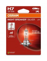 OSRAM H7 12V 55W PX26d NIGHT BREAKER SILVER +100% 64210NBS-1BL