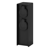 Solight zahradn� sloupek IP44, plast, 2 z�suvky, hranol, �ern� PG04