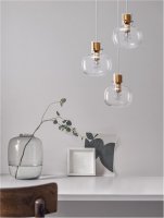 NOVA LUCE z�v�sn� sv�tidlo CINZIA �ir� sklo b�l� kabel mosazn� zlat� kov E27 3x12W 230V IP20 bez ��rovky 9236610