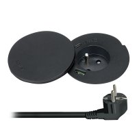 Solight vestavn� z�suvka + USB A+C + Wireless 10W, oto�n� v��ko, kabel 2m, �ern� PP119CWB