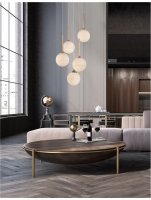 NOVA LUCE z�v�sn� sv�tidlo CANTONA b�l� op�lov� sklo mosaz zlat� G9 5x5W 230V IP20 bez ��rovky 9960614