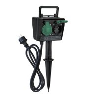 Solight zahradn� sloupek IP44, 2 z�suvky + �asov� sp�na�, gumov� kabel 1,5m PG03