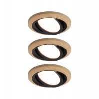 PAULMANN LED vestavn� sv�tidlo Lanati 3ks sada kruhov� 84mm 30� Coin 3x6W 230V 2700K dub/�ern� mat