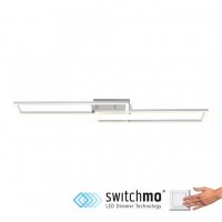 LEUCHTEN DIREKT is JUST LIGHT LED stropn� sv�tidlo podlouhl�, st��brn� barva, ploch�, 3 krokov� stm�v�n� krokov� stm�vateln� 3000K