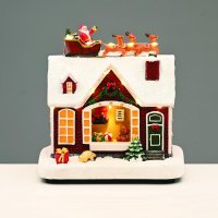 ACA Lighting V�no�n� dekorace LED tepl� b�l� dome�ek se Santou a s�n�mi s hudbou na baterie 3xAA 18x11x18,5cm X0357